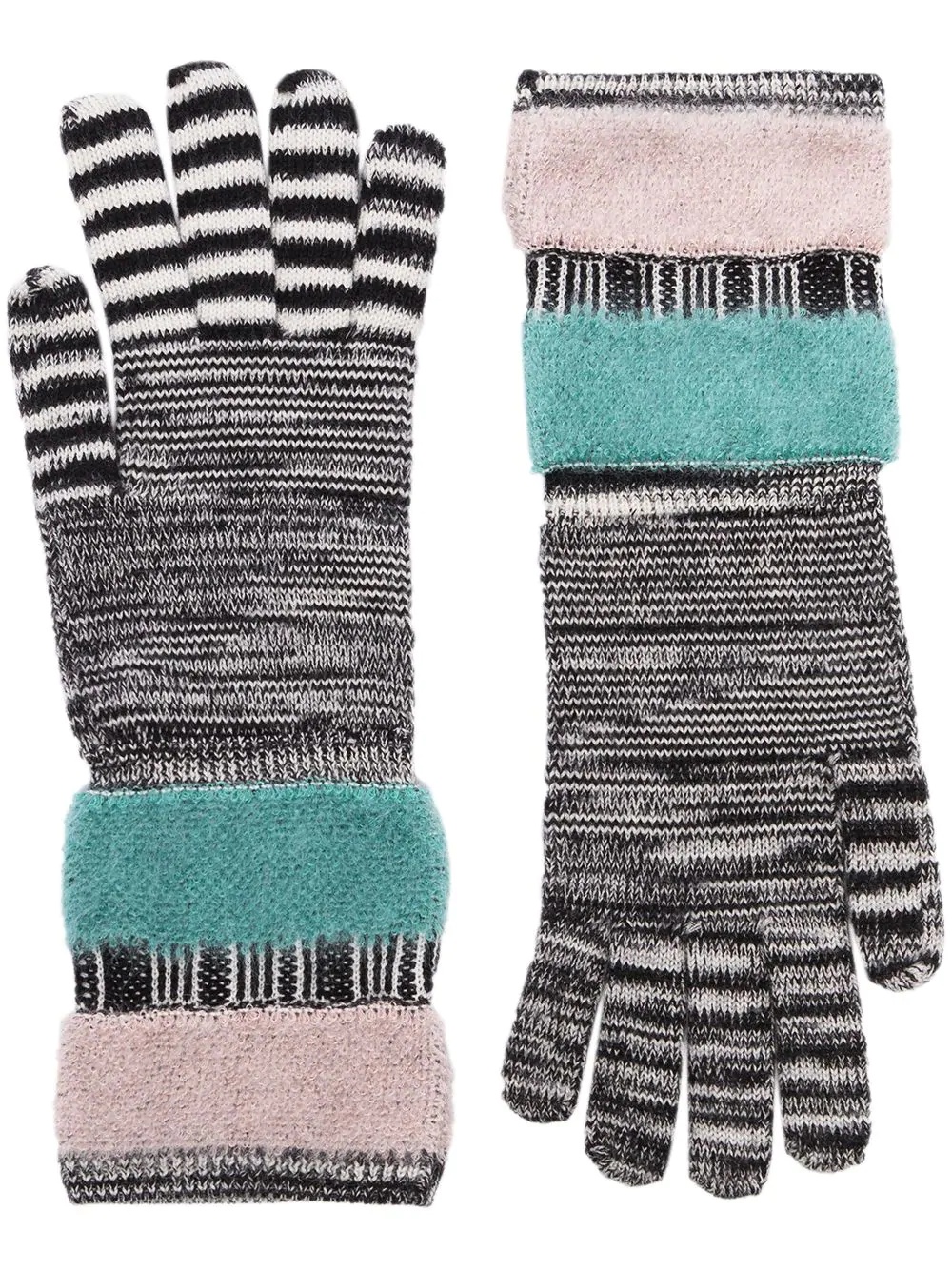 stripe knit gloves - 1