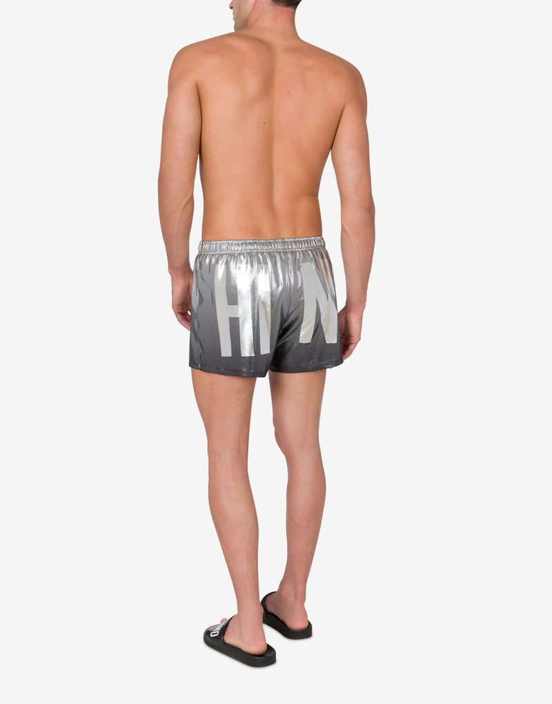 SWIM TRUNKS SILVER MAXI LOGO 3