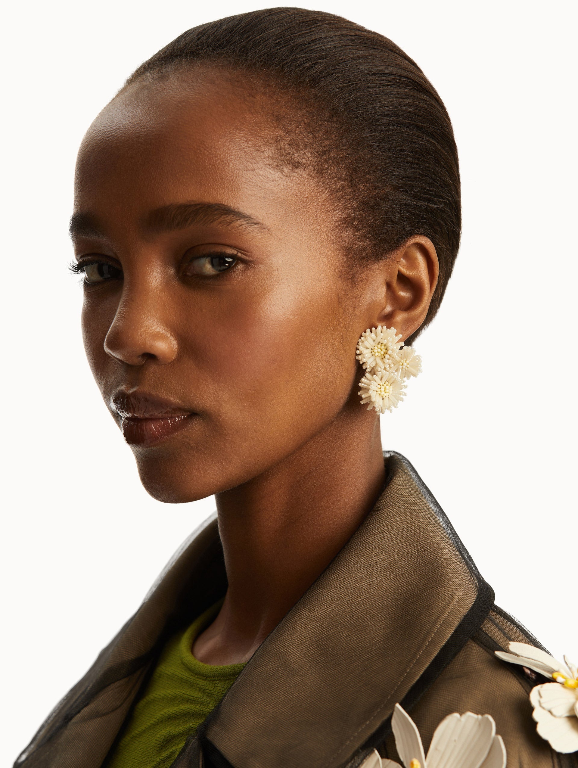 POMPOM FLOWER CLIP-ON EARRINGS - 2