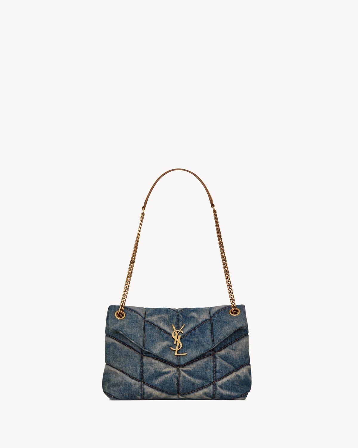 PUFFER SMALL IN SUEDE AND DENIM - 1