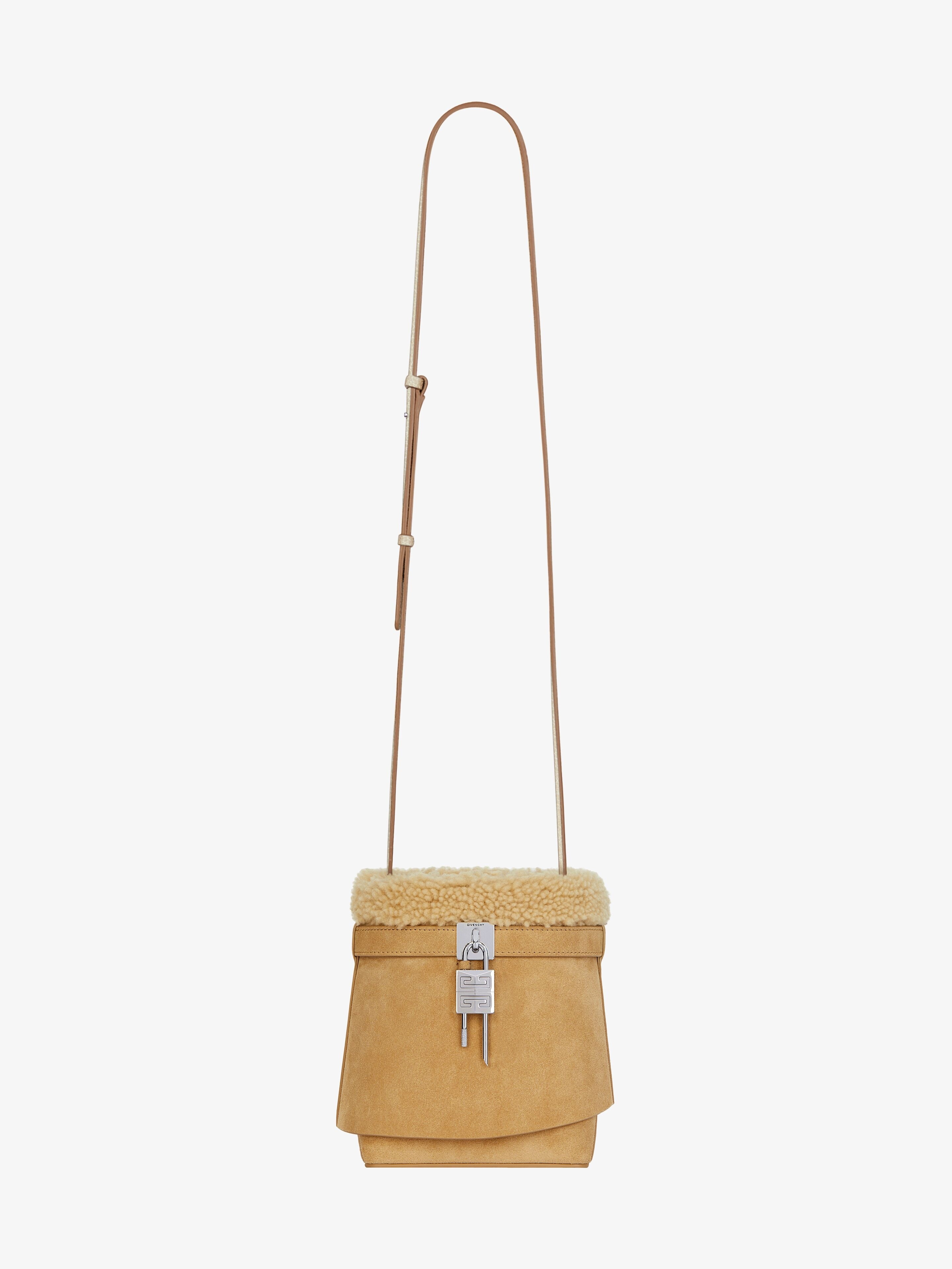 SHARK LOCK BUCKET BAG IN SUEDE AND SHEARLING - 3