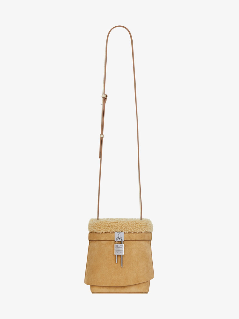 SHARK LOCK BUCKET BAG IN SUEDE AND SHEARLING 3