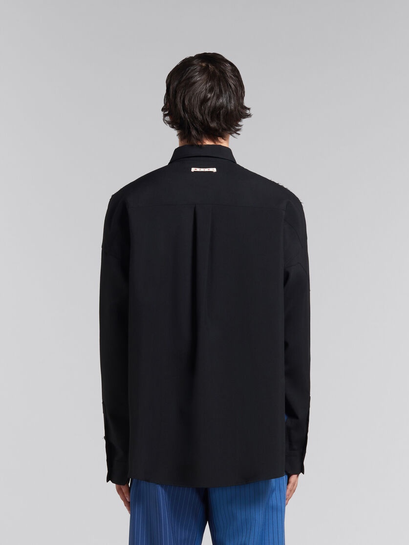 BLUE DÉGRADÉ PINSTRIPE WOOL SHIRT WITH CONTRAST BACK - 3