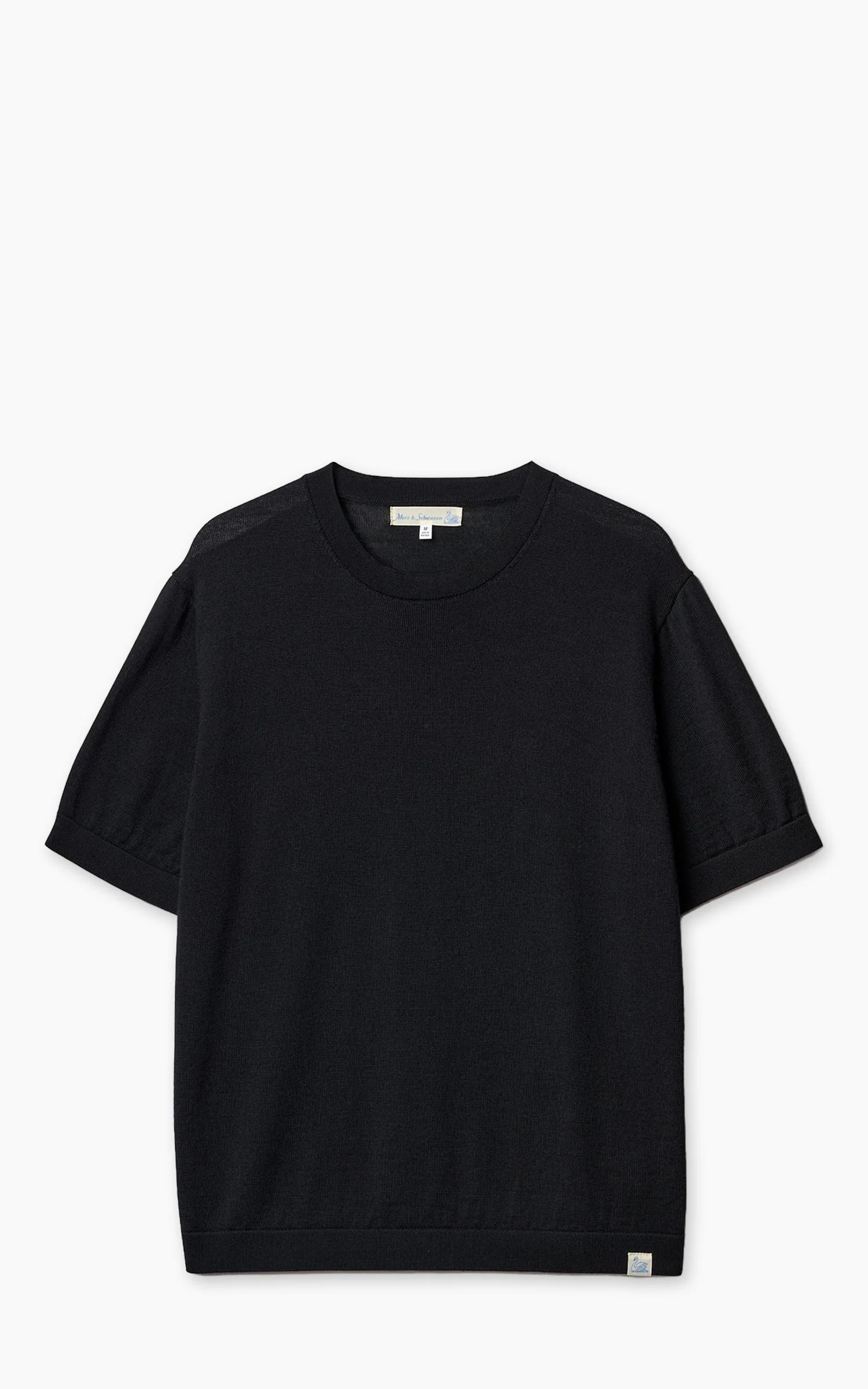 MERZ B. SCHWANEN MERINOTEE01 MERINO WOOL T-SHIRT DEEP BLACK - 1