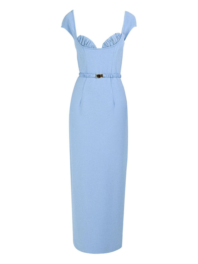 bra-detail belted long dress 1
