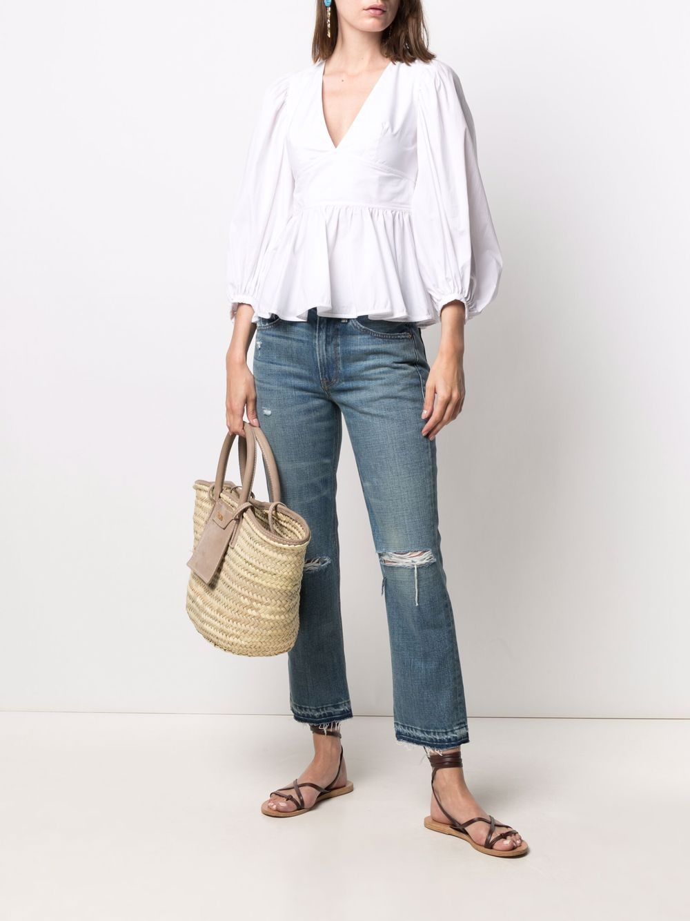 distressed mid-rise cropped jeans - 2