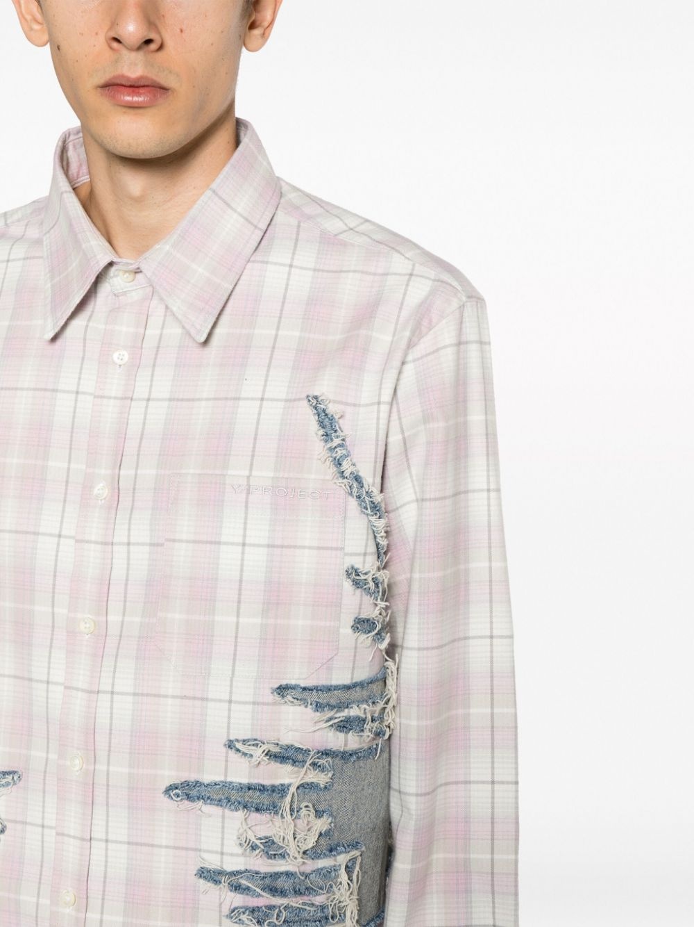 whisker-embroidered check shirt - 6
