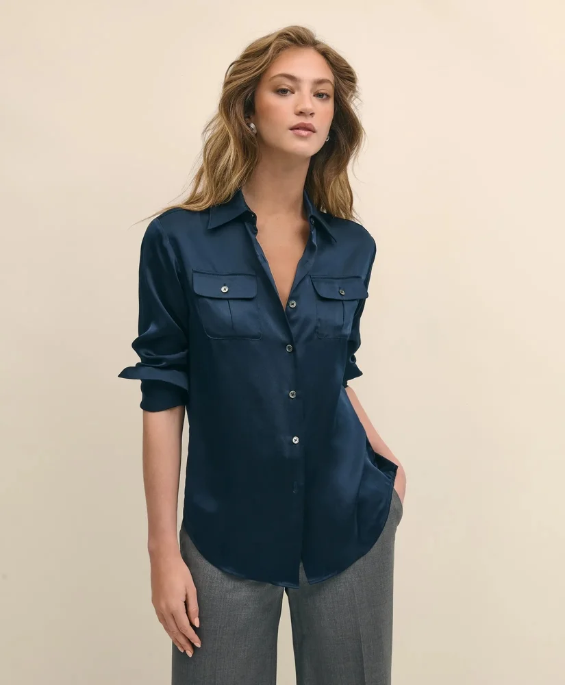 Relaxed Utility Blouse in Washable Silk - 1