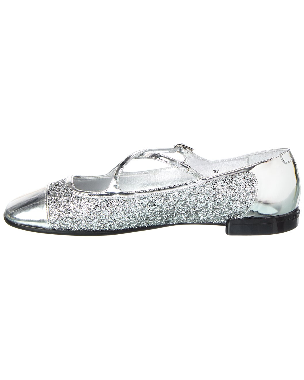 Jimmy Choo Eleri Glitter & Leather Ballerina Flat - 2