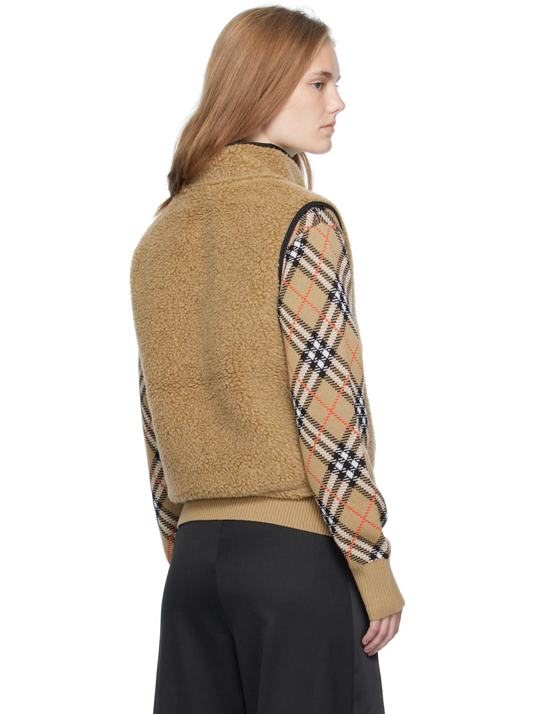 Beige Cropped Fleece Vest - 3