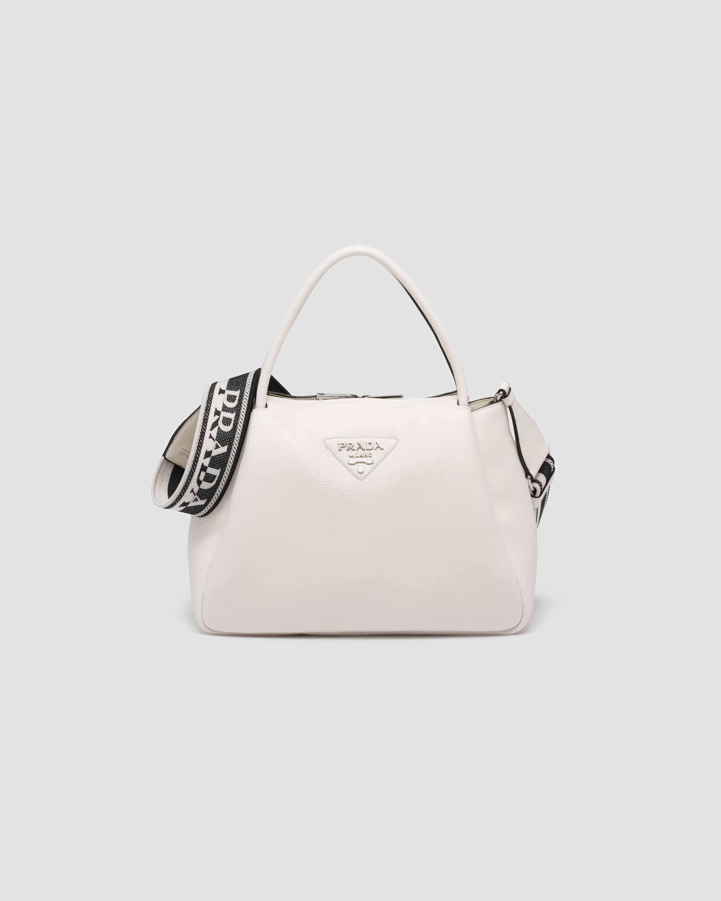 ハンドバッグ PRADA | Large leather handbag 1BC170_2DKV_F0009_V_3OO Prada - Buckle Large Leather Handbag with Belt in Black