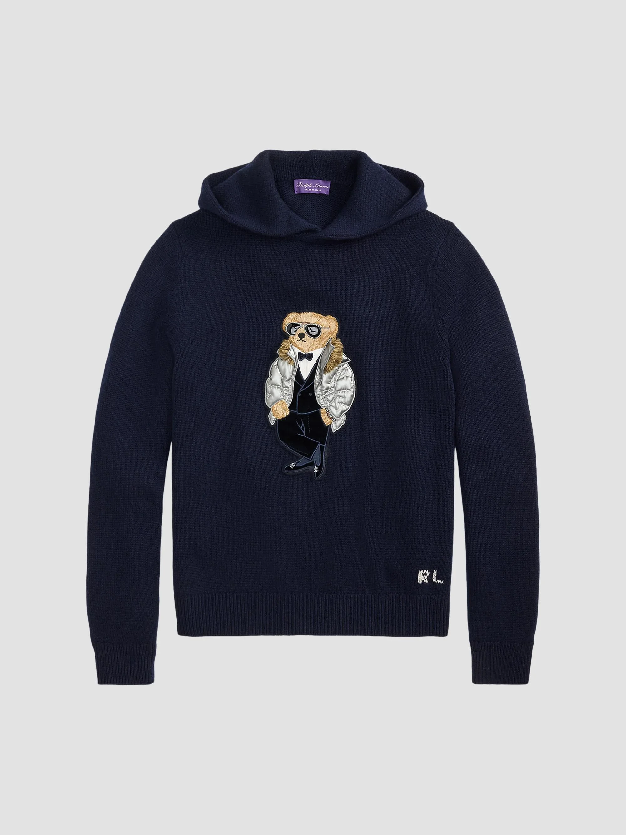 Men's Polo Bear Cashmere Hooded Sweater - Classic Chairman Navy - 1