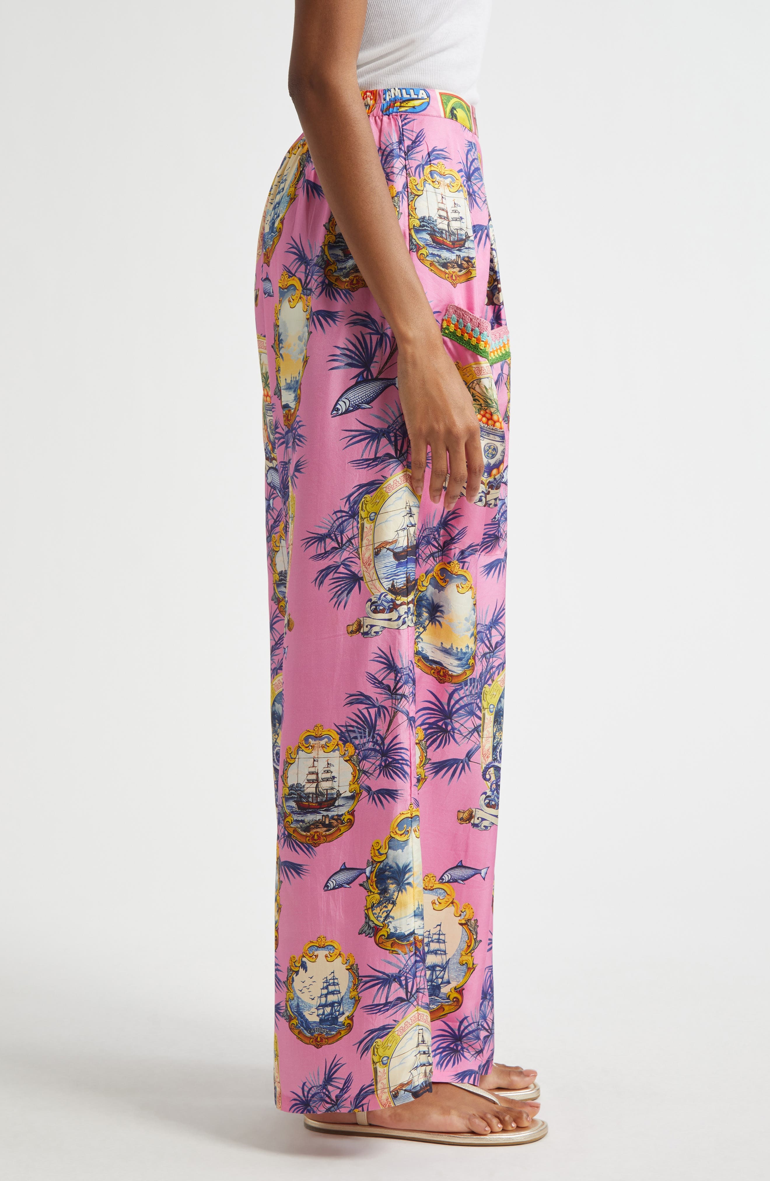 Camilla Salty Splendor Wide Leg Silk Pants at Nordstrom - 4