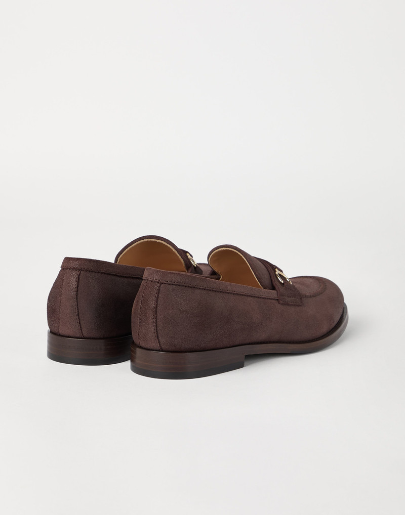 Brunello Cucinelli Oiled suede penny loafers with bit detail outlook