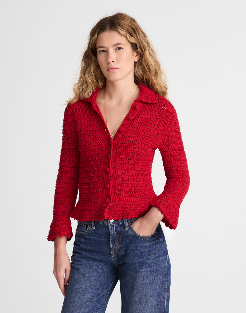 Madewell Pointelle-Knit Peplum Cardigan outlook