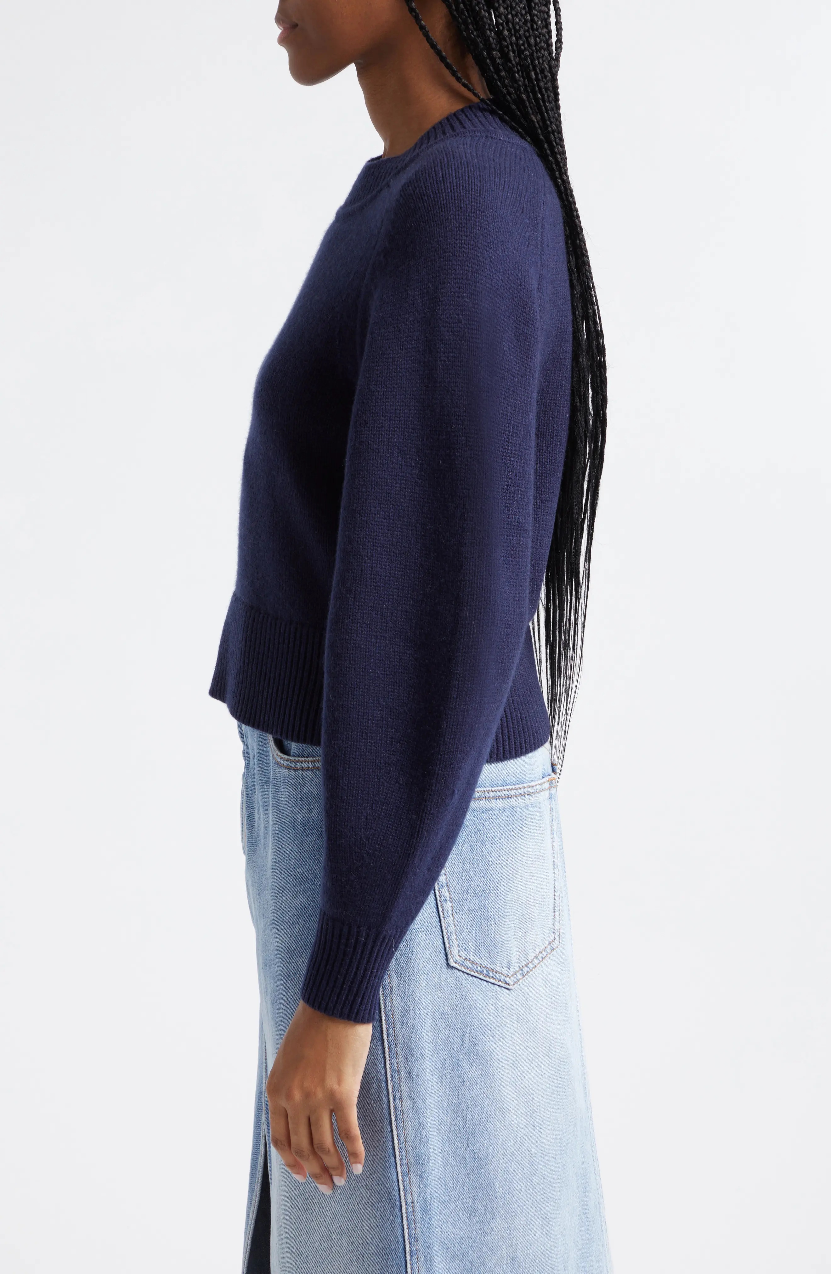 Leandra Merino Wool & Cashmere Crewneck Sweater - 3