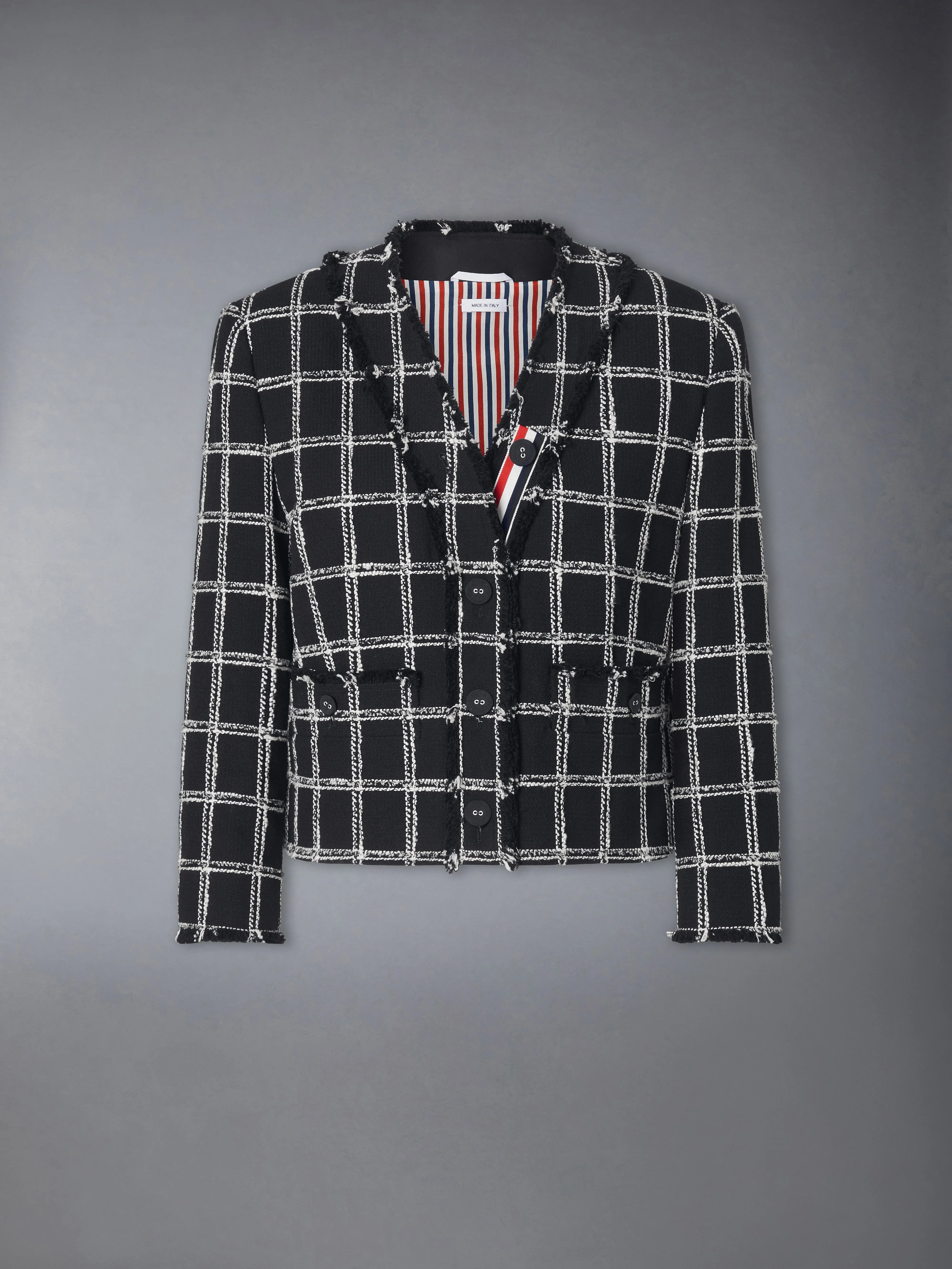 WINDOWPANE HOUNDSTOOTH TWEED CARDIGAN JACKET - 1