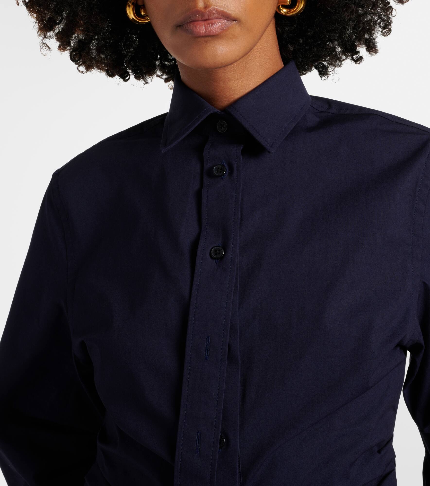 Gathered cotton-blend shirt - 4