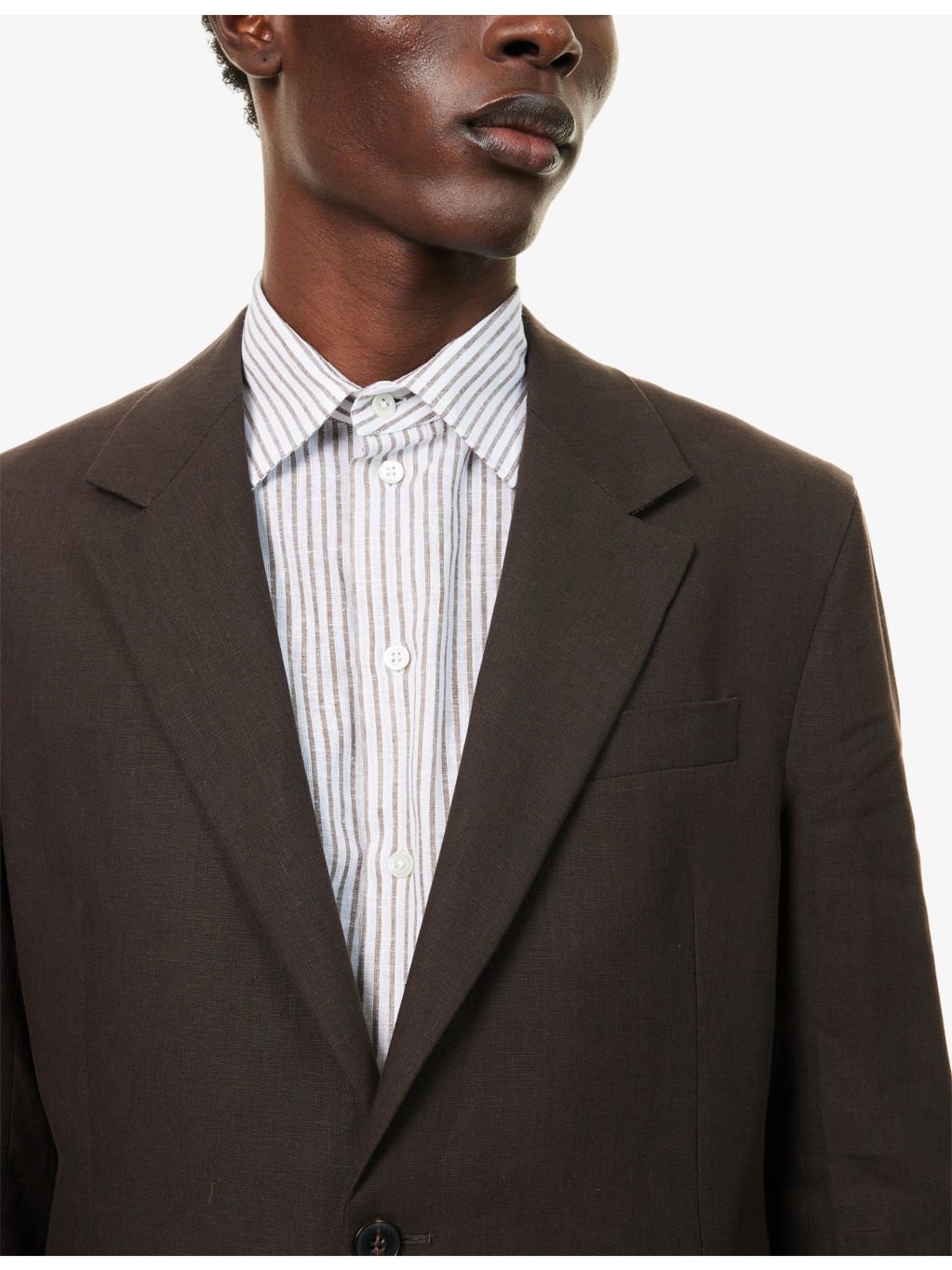 Notch-Lapel Single-Breasted Linen Blazer - 5
