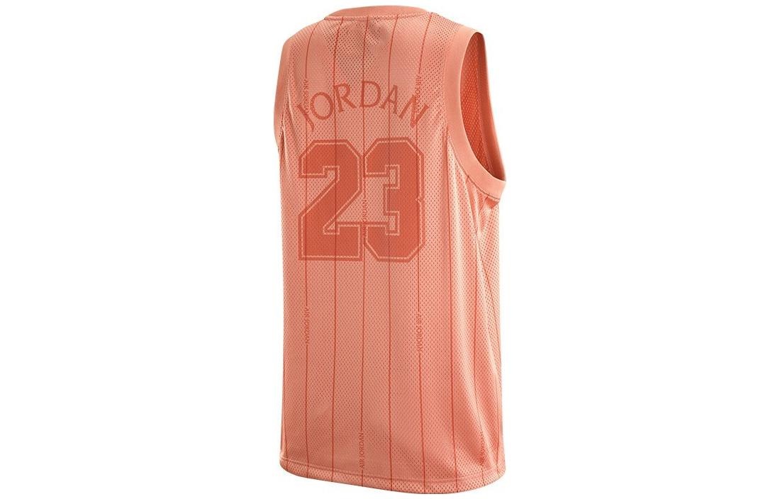 Men's Air Jordan Stripe Logo Loose Breathable Mesh Sports Madder Root Brown Vest DM1381-824 - 2