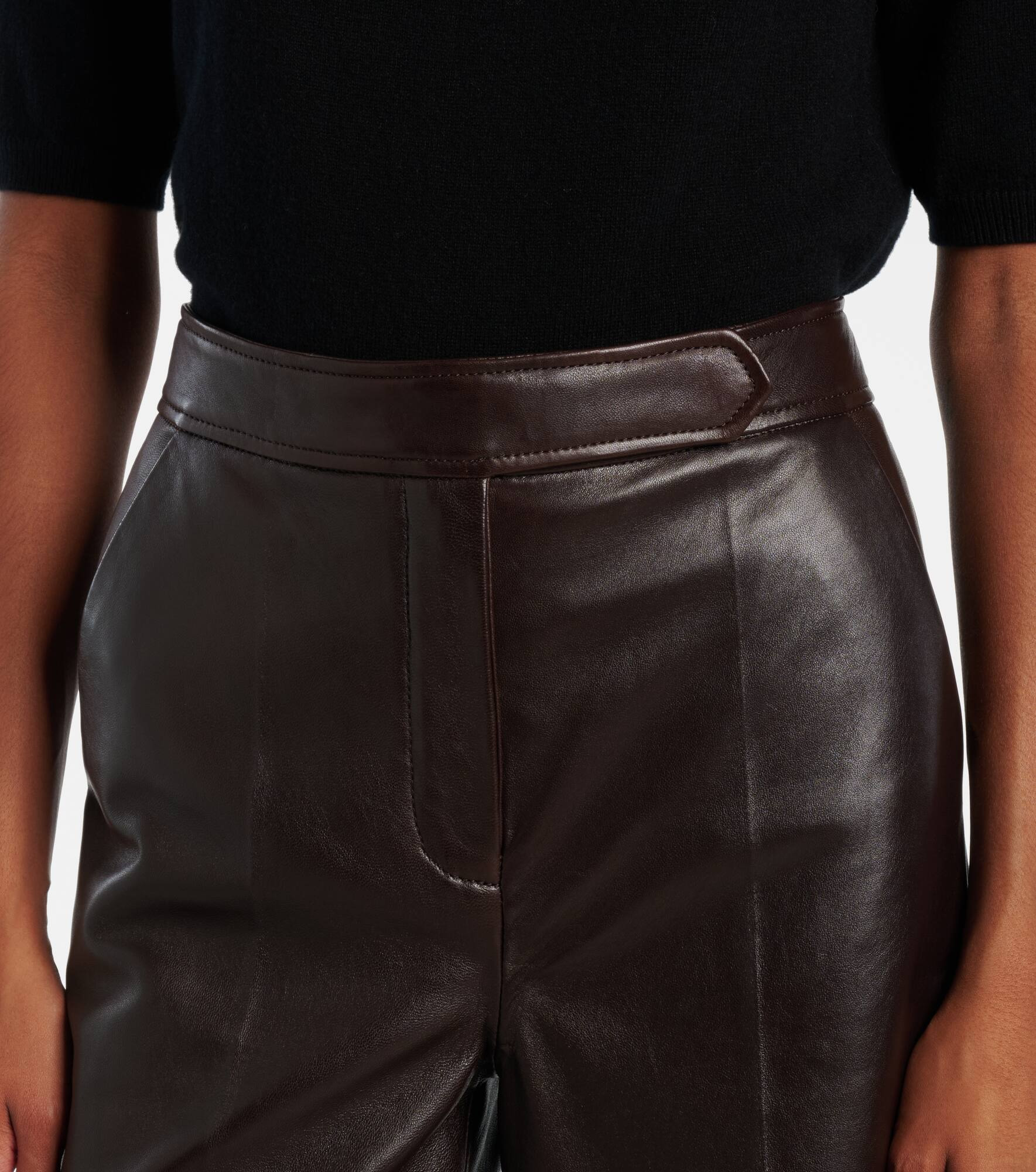 High-rise leather flared pants - 4