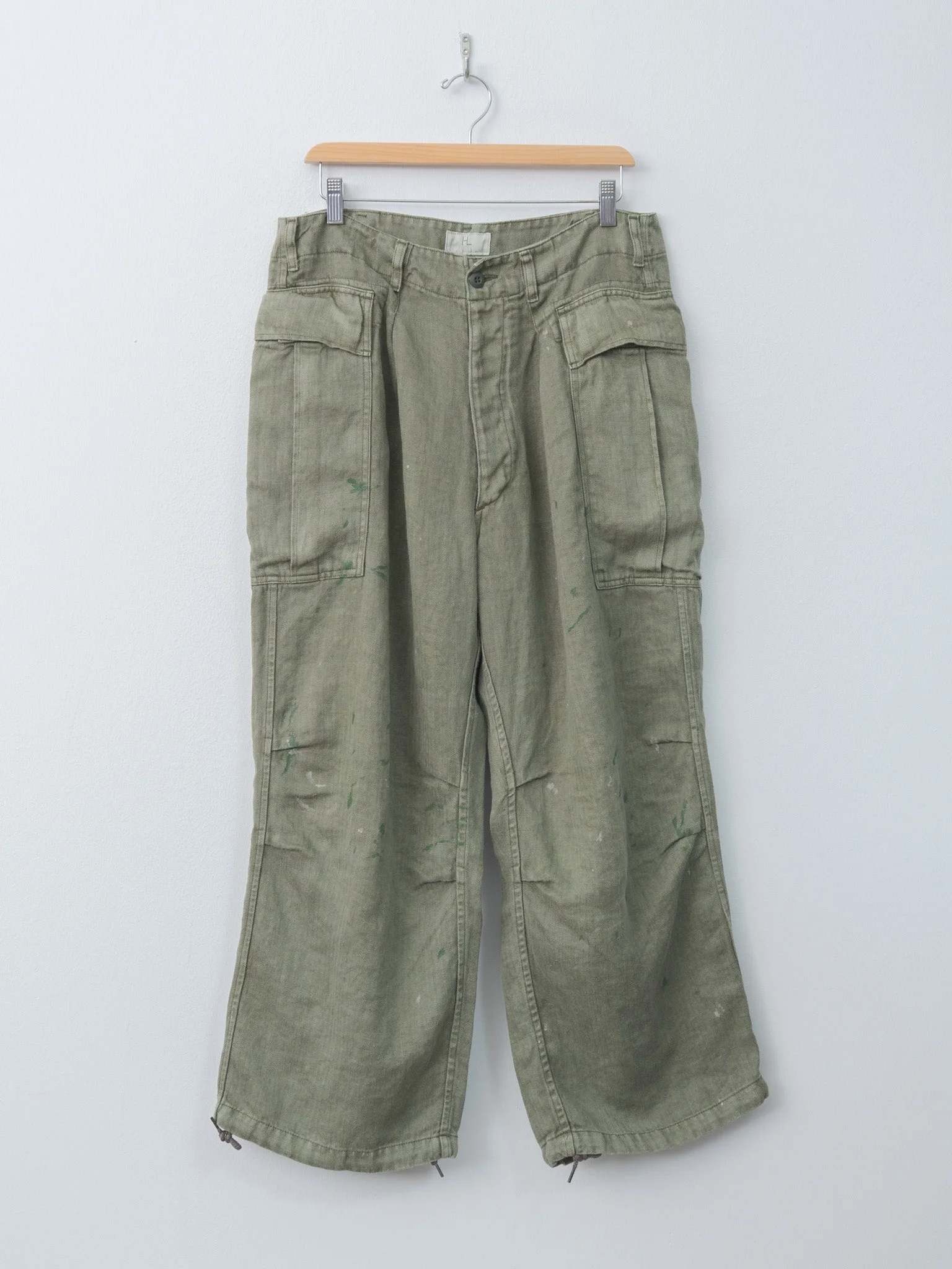 HBT Linen Cargo Pants - Olive Drab - 1