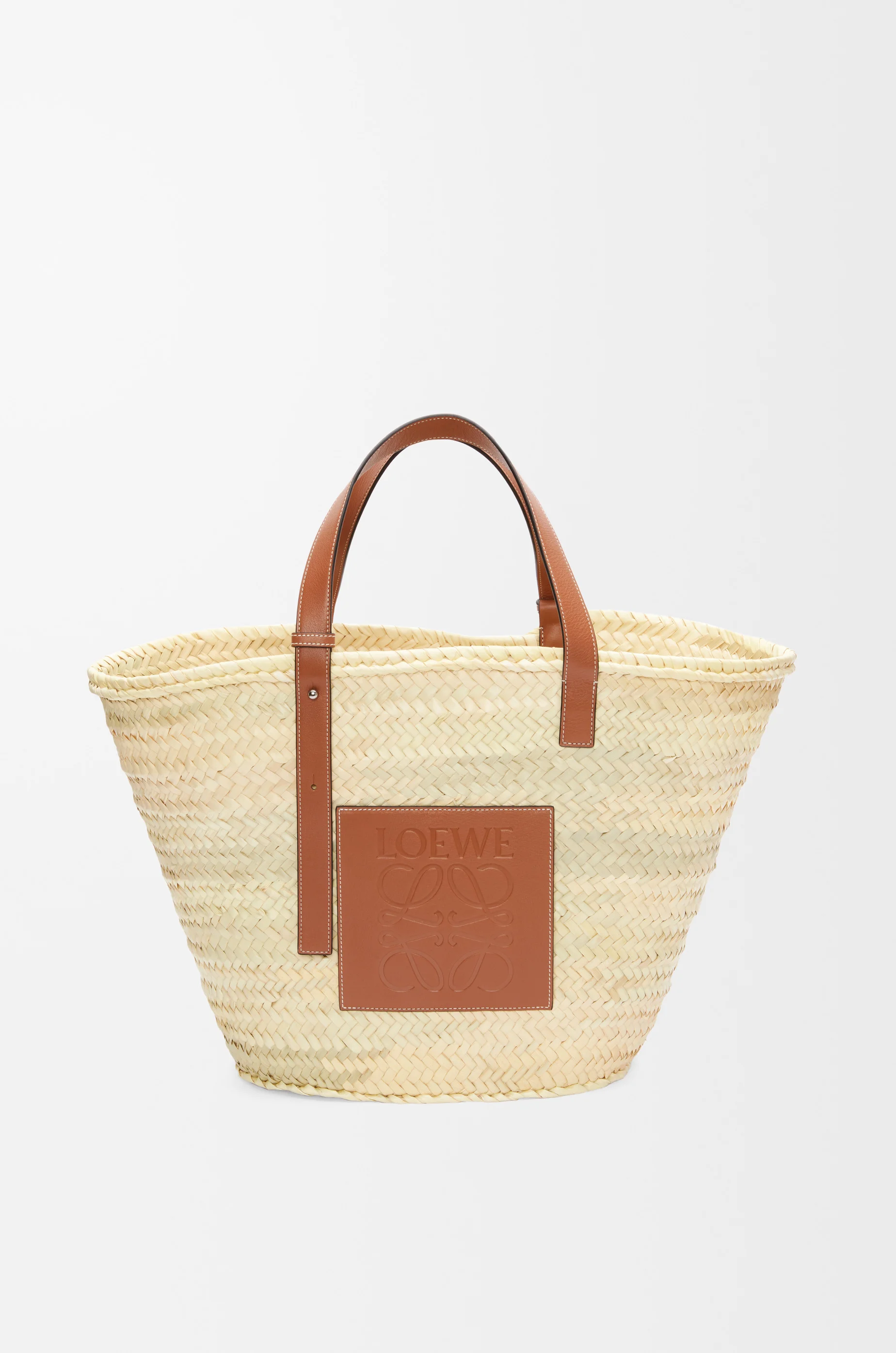 Large Classic Basket in palm leaf and calfskin - 1