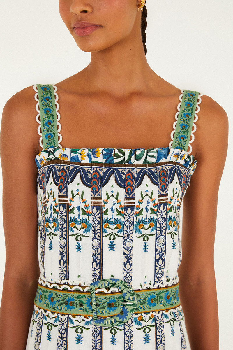FARM RIO Off-White Manoela Belted Lenzing Ecovero Euroflax Maxi Dress outlook