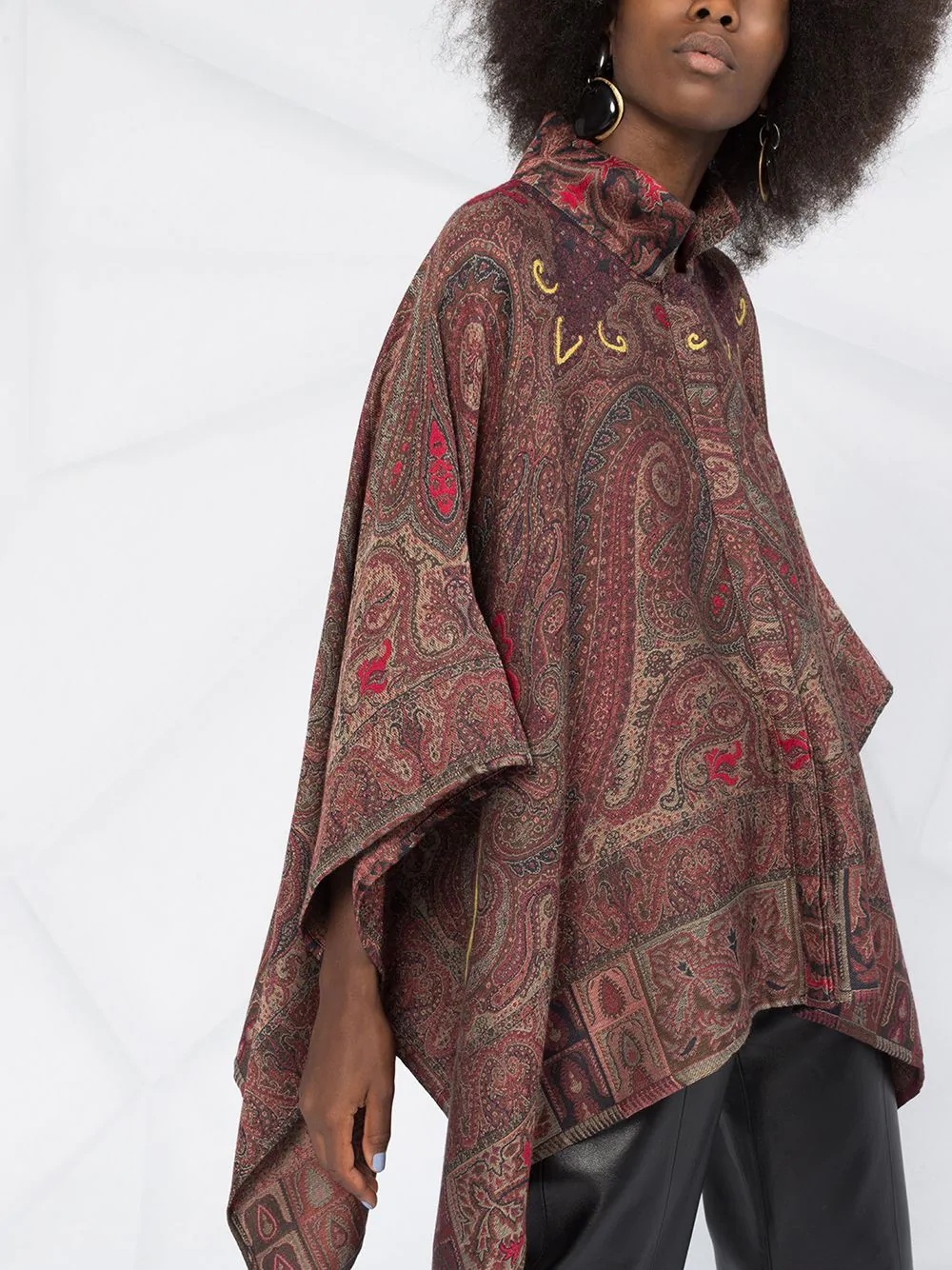 paisley print poncho jacket - 5