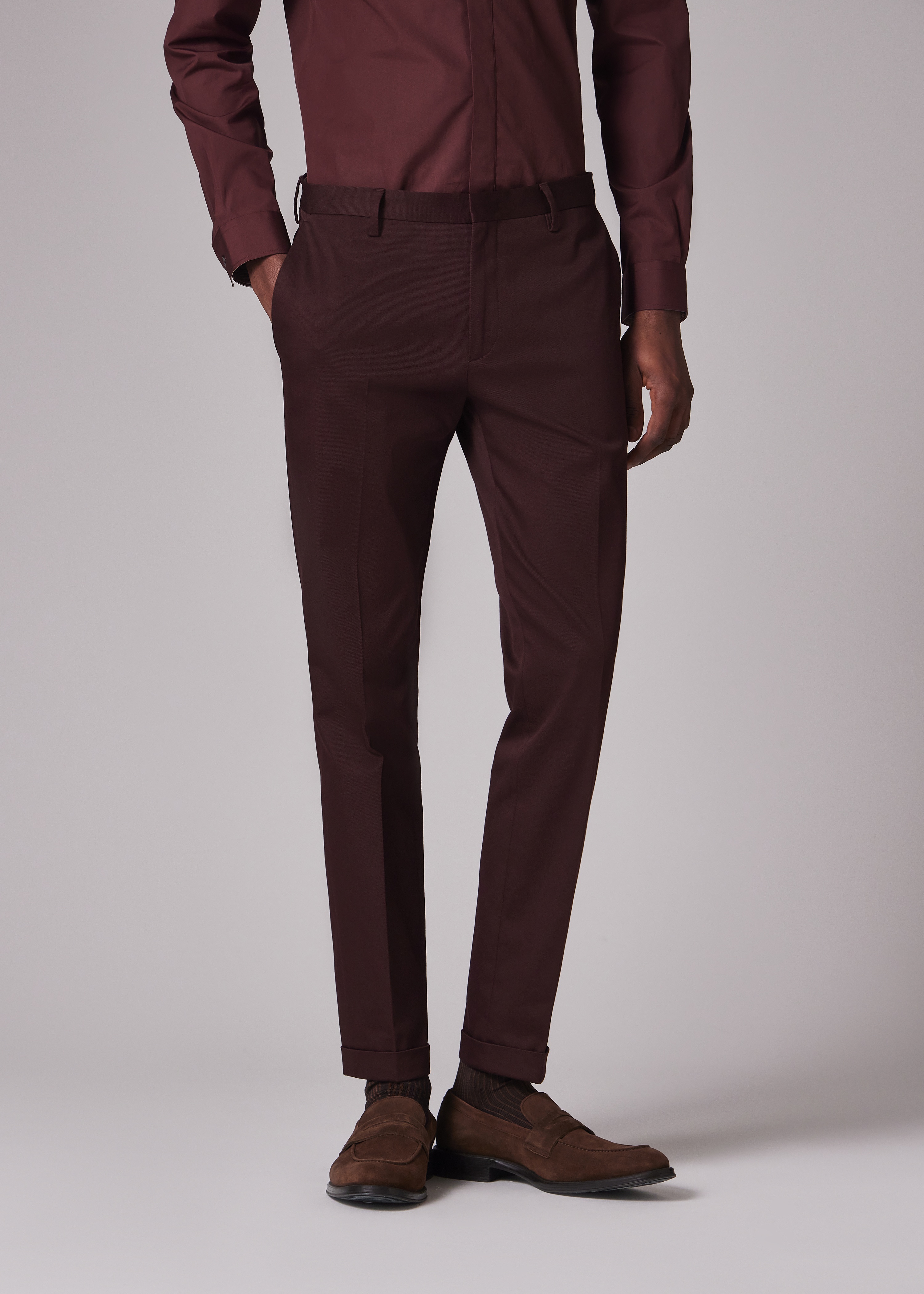 Slim-Fit Burgundy Cotton-Stretch Chinos - 5