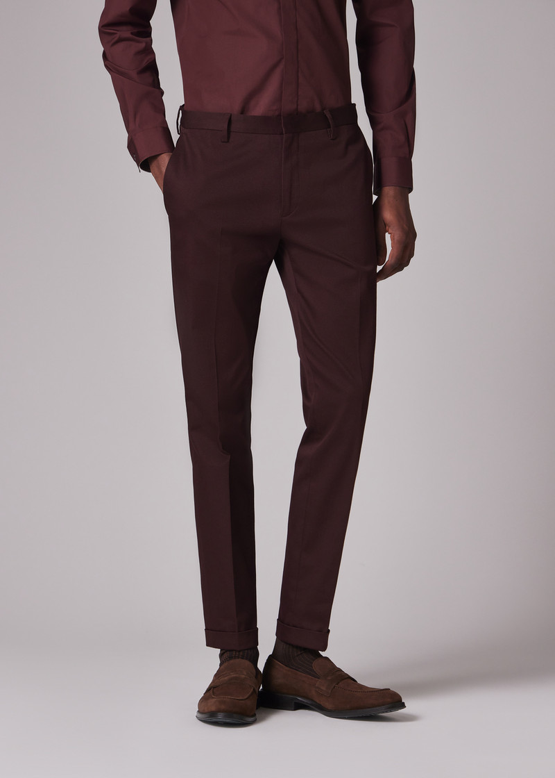 Slim-Fit Burgundy Cotton-Stretch Chinos 5