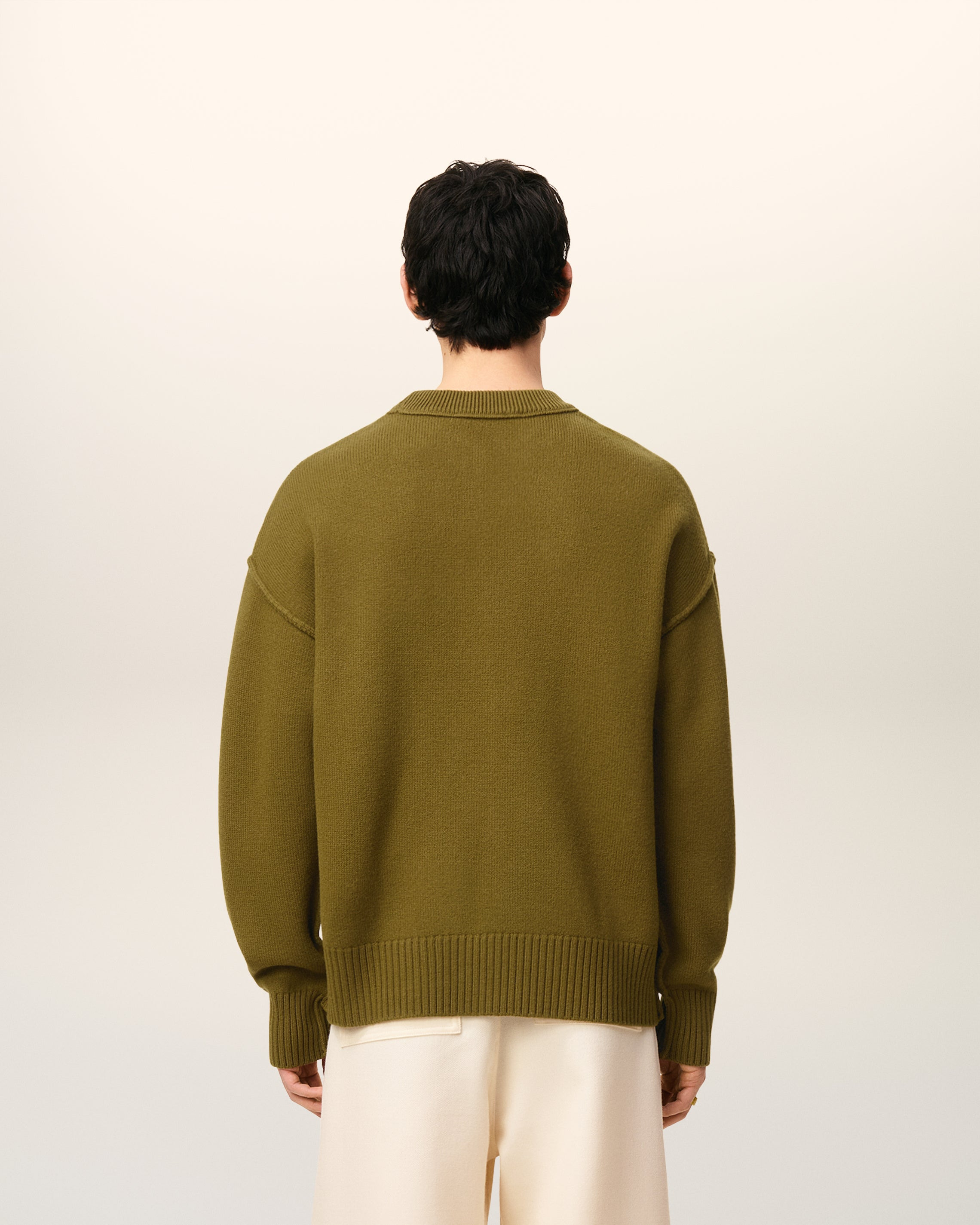 GREEN WOOL AMI DE COEUR CREWNECK SWEATER - 5
