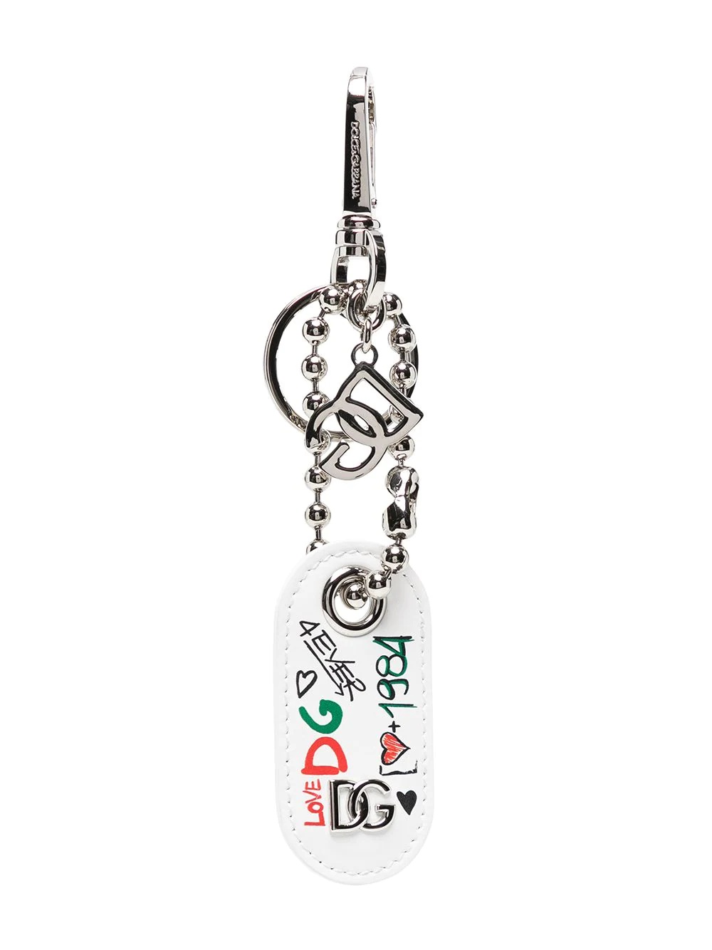 leather graphic-print keyring - 1