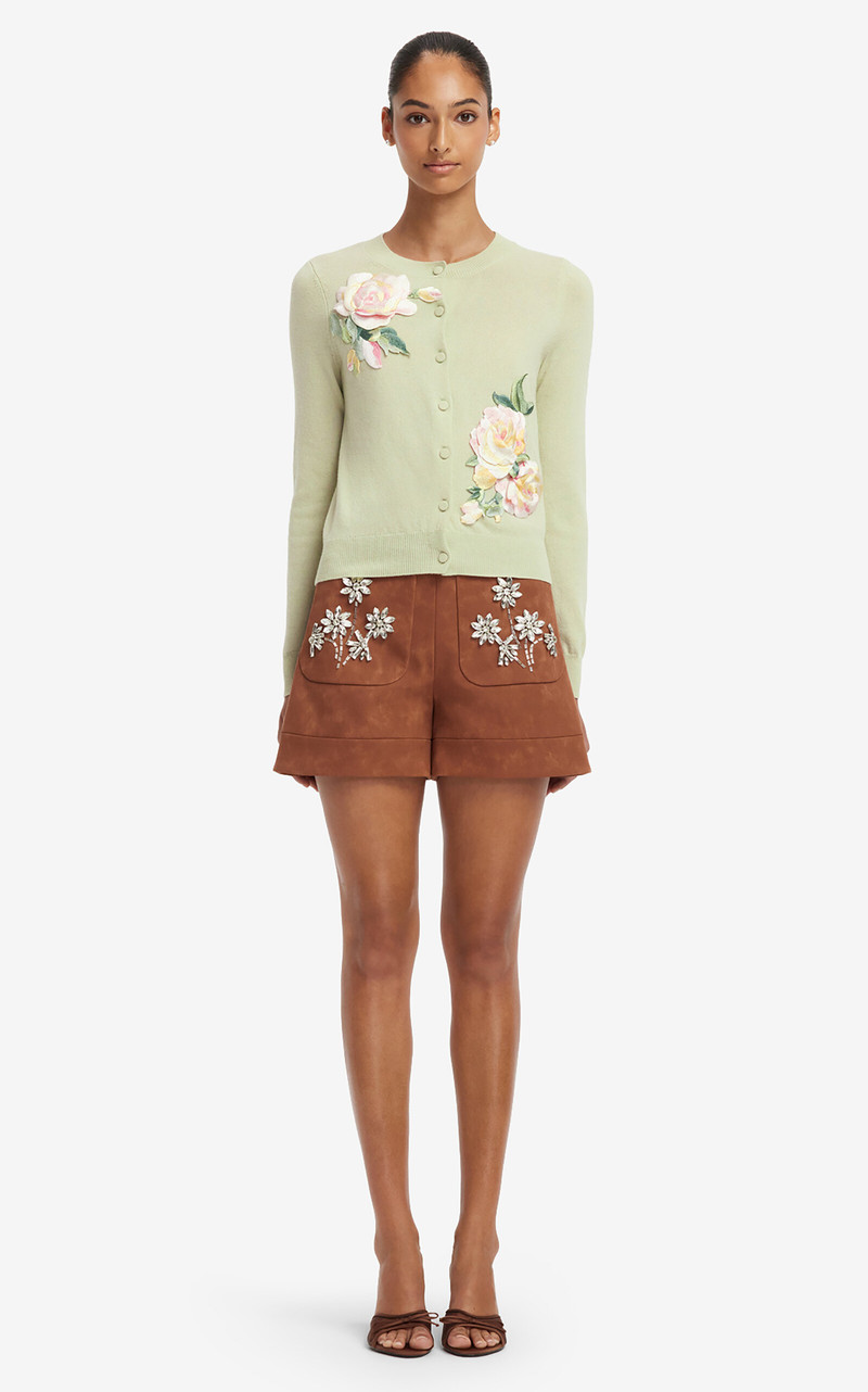 Tessa Embellished Vegan Suede Shorts brown 3