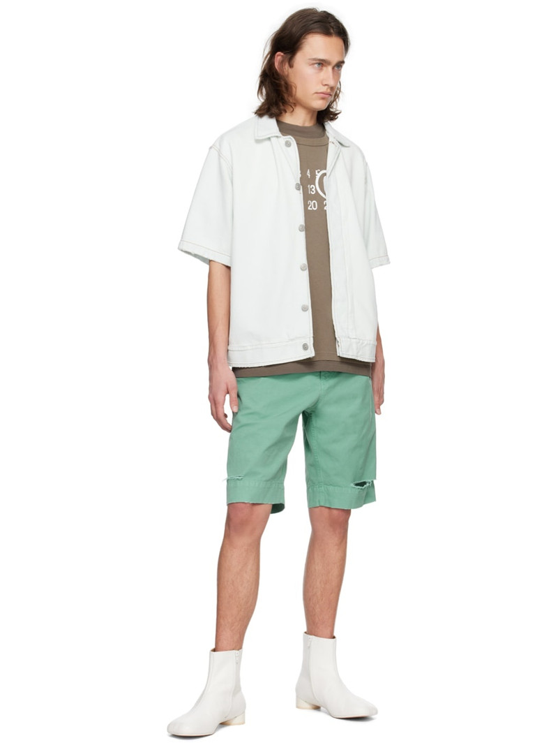 MM6 Maison Margiela Green Distressed Shorts outlook