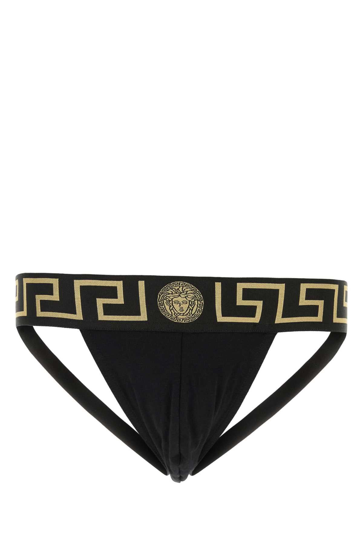 Versace Men Black Stretch Cotton Brief - 1