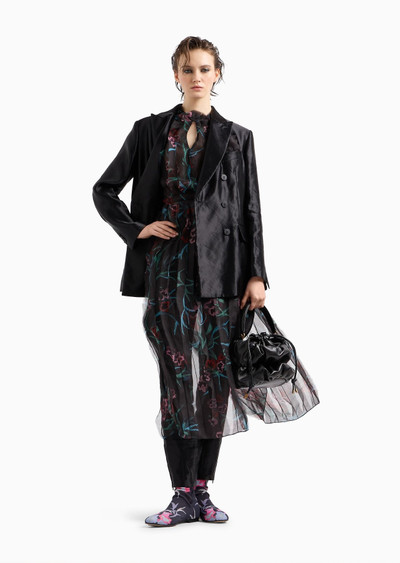 GIORGIO ARMANI Long dress in silk organza with a floral print outlook