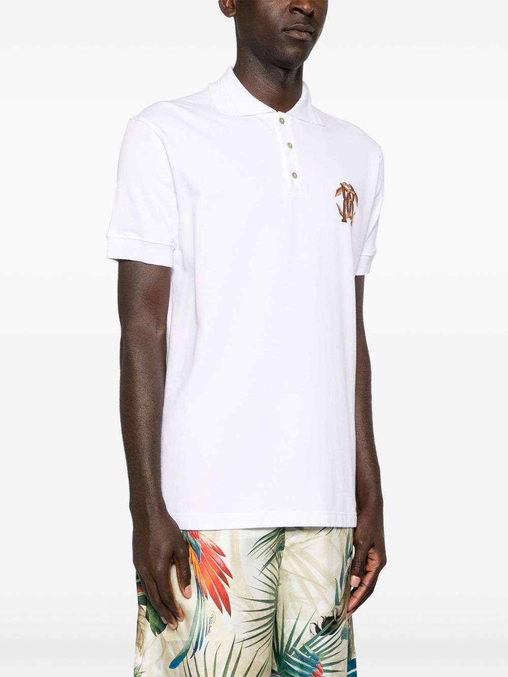 logo-embroidered polo shirt - 3