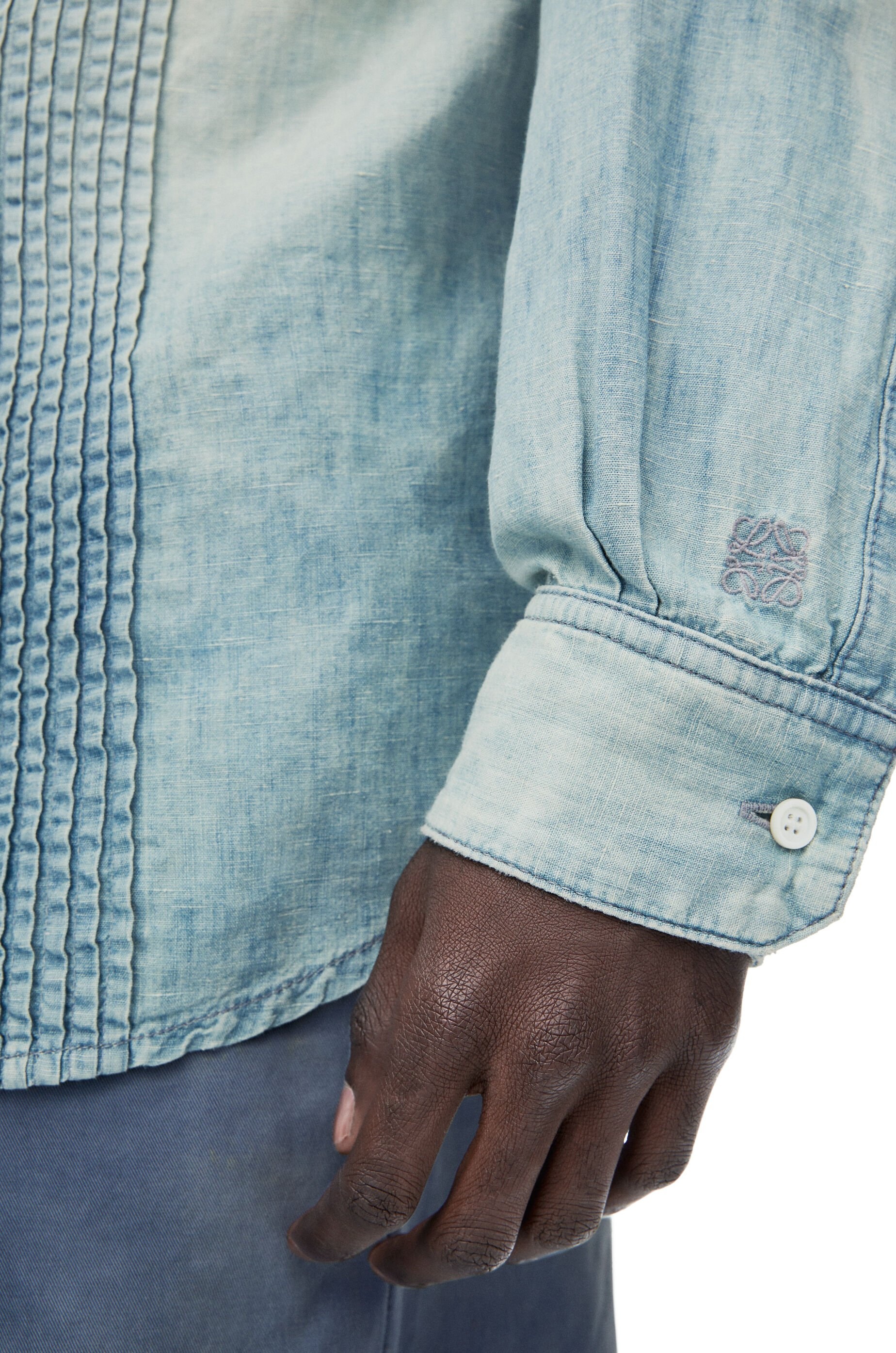 Pleated shirt in cotton and linen - 5