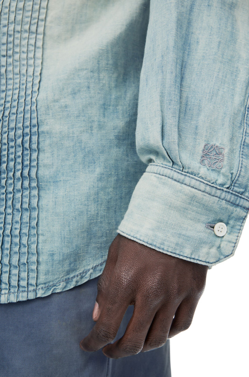 Pleated shirt in cotton and linen 5