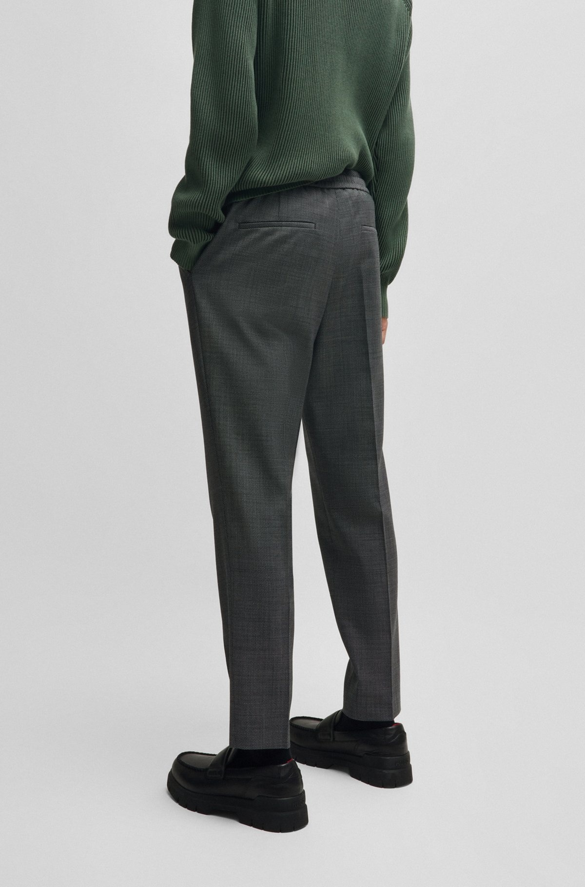 EXTRA-SLIM-FIT TROUSERS IN MICRO-PATTERNED STRETCH CLOTH - 4
