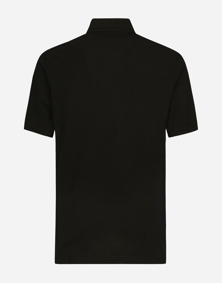 Cotton piqué polo-shirt with lurex embroidery - 2