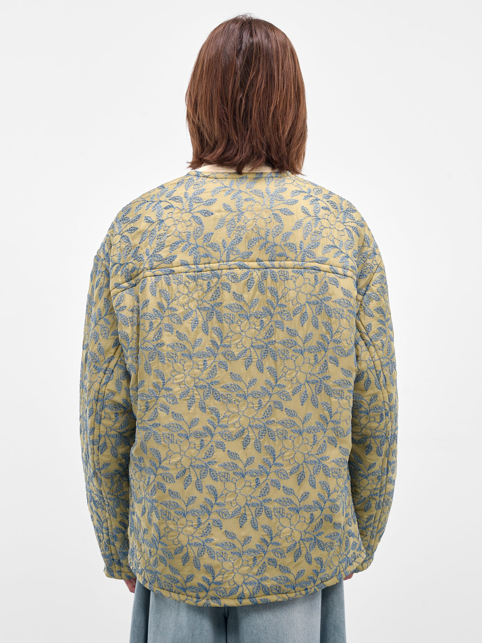 Green Floral Embroidered Liner Jacket - 3
