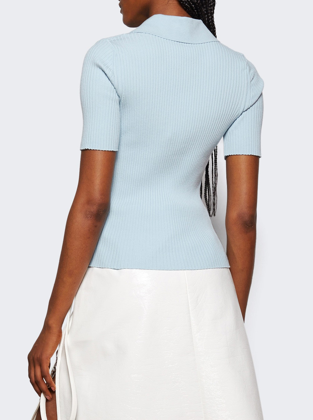 Signature Rib Knit Polo Top Cloud Blue - 4
