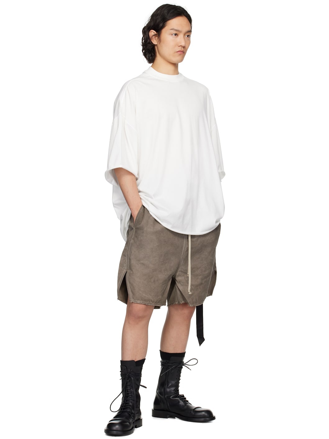 Gray Hollywood Long Boxers Butt Zipp Shorts - 4