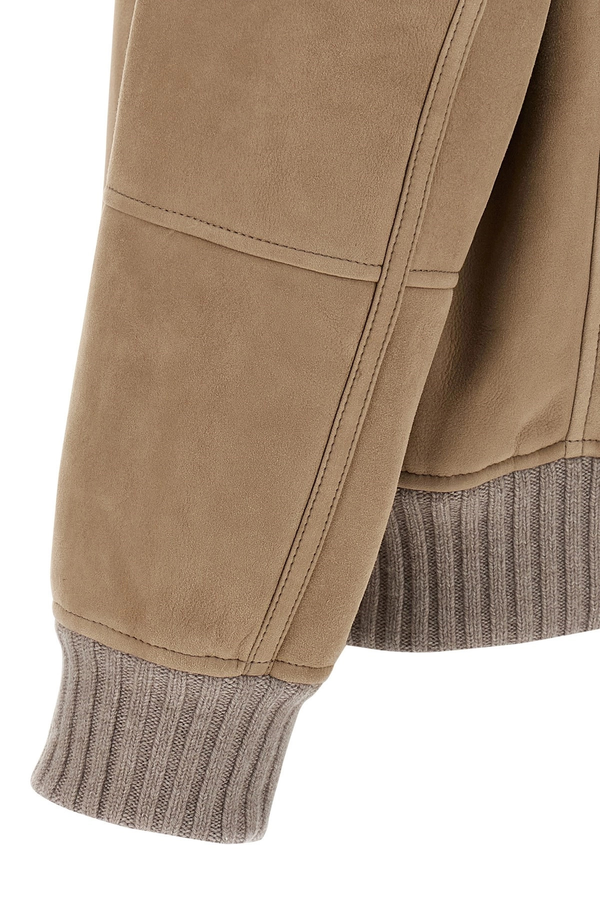 Suede and sherling curly bomber jacket - 5