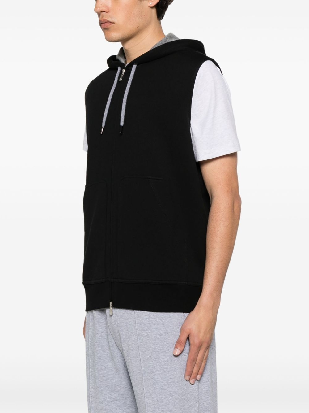 zip-up sleeveless hoodie - 3