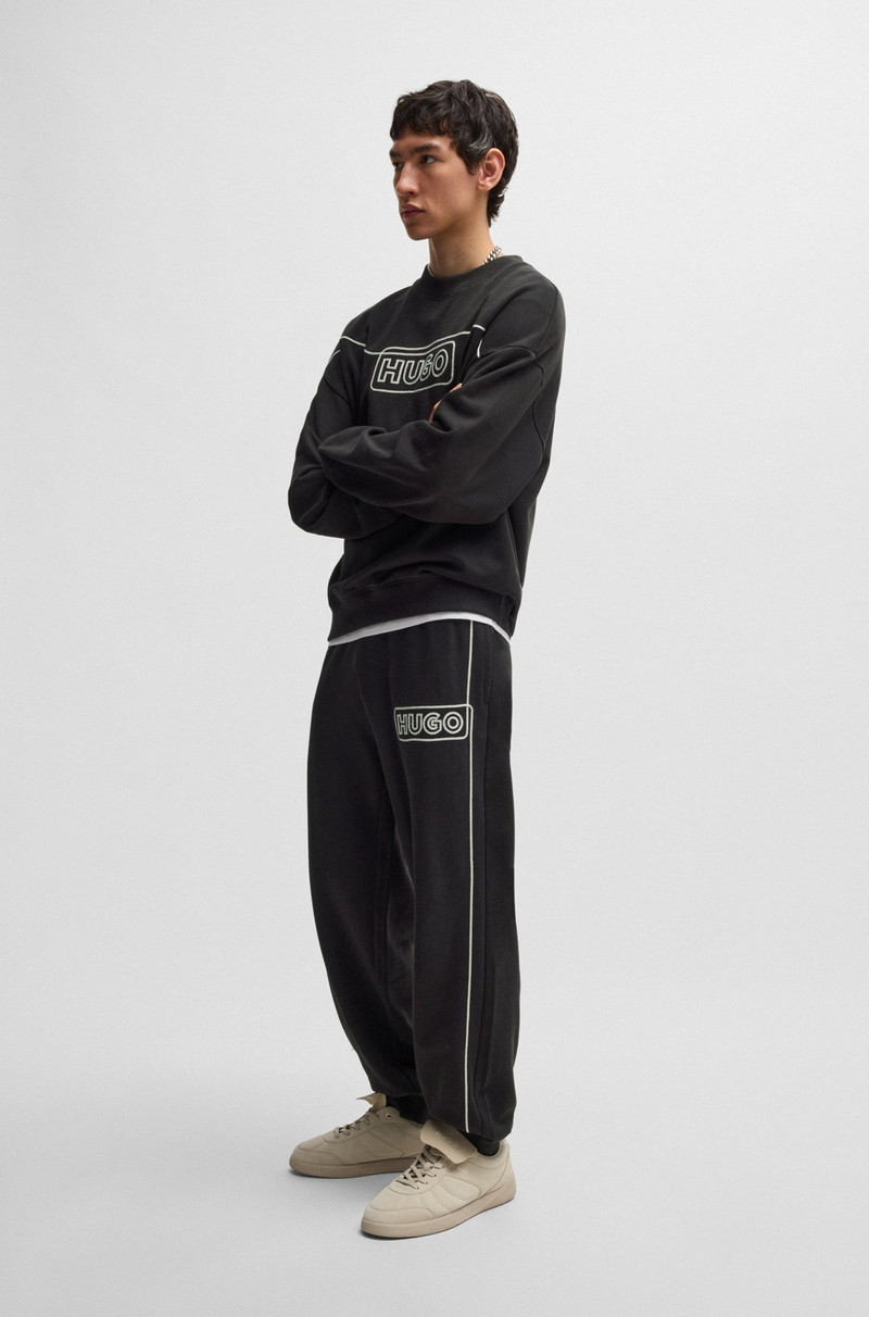 HUGO COTTON-TERRY TRACKSUIT BOTTOMS WITH CHAIN-STITCH LOGO outlook