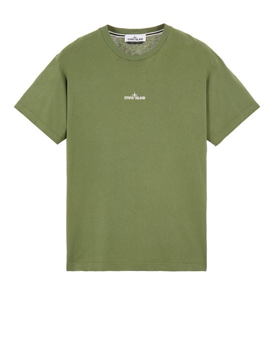 2NS94 30/1 COTTON JERSEY 'TRICROMIA THREE' PRINT_GARMENT DYED OLIVE GREEN - 1