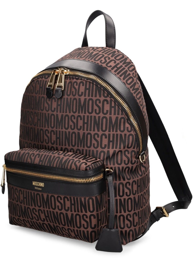 Moschino logo nylon jacquard backpack - 3